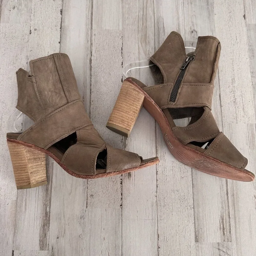 Free People Effie Booties Boots 38 7.5‎ Zipper Cut Out Trendy Summer Party Stone